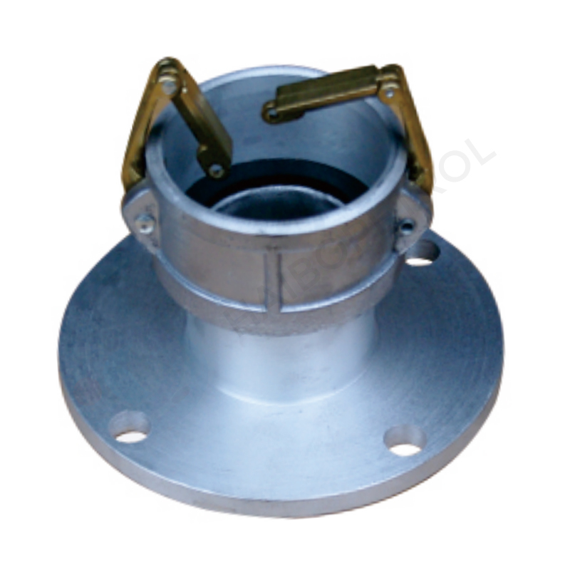 Brida de aluminio x acoplador de leva hembra con mango de latón con cerradura – Solución segura de transferencia industrial de líquidos y combustible